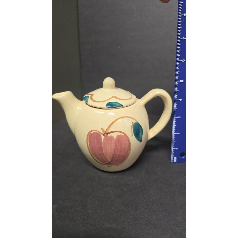 Vintage Cream Ceramic Fruit Teapot Apple Pear Country Farmhouse Lid Kitchen - Picture 9 of 9